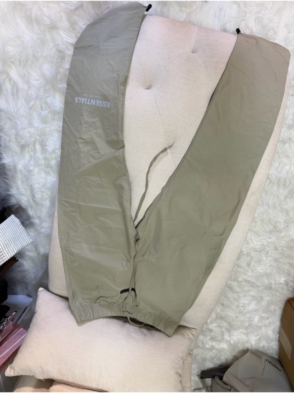 ESSENTIALS Light Olive Drawstring Track Pants